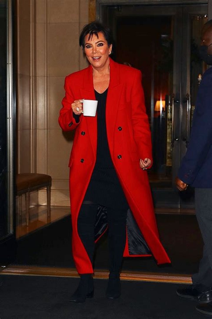Kris Jenner Bundles Up In A Red Coat After Kim’s ‘SNL’ Debut With Khloe & Corey Gamble